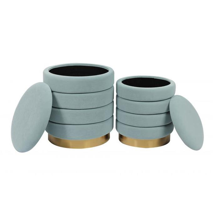 TV - SATURN SEA BLUE STORAGE OTTOMANS-SET/2