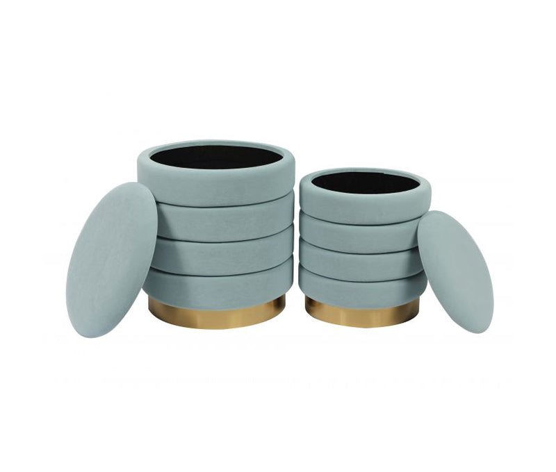 TV - SATURN SEA BLUE STORAGE OTTOMANS-SET/2