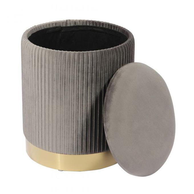 TV - ZOE GREY VELVET STORAGE OTTOMAN