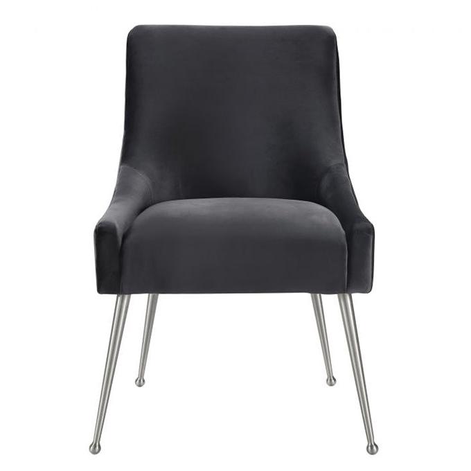 TV -  BEATRIX GREY VELVET SIDE DINING CHAIR-SILVER LEGS