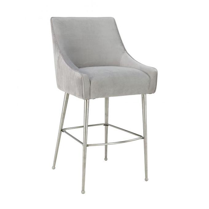 TV - BEATRIX PLEATED LIGHT GREY VELVET COUNTER STOOL