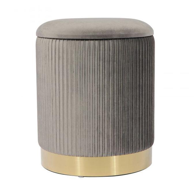 TV - ZOE GREY VELVET STORAGE OTTOMAN