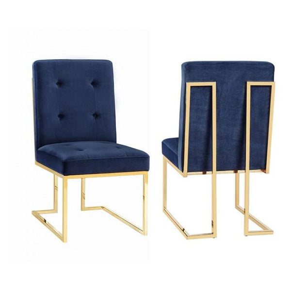 TV - AKIKO NAVY VELVET DINING CHAIR SET OF 2