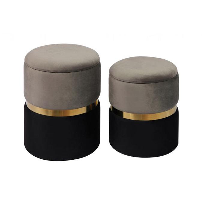 TV - GIGI GREY STORAGE OTTOMAN-S/2