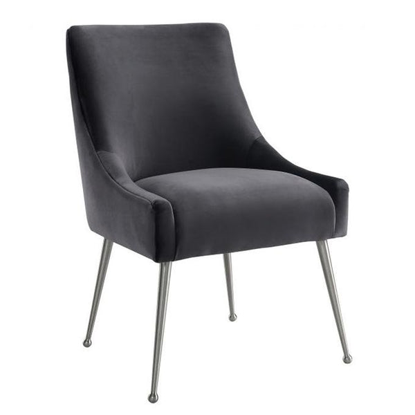 TV -  BEATRIX GREY VELVET SIDE DINING CHAIR-SILVER LEGS