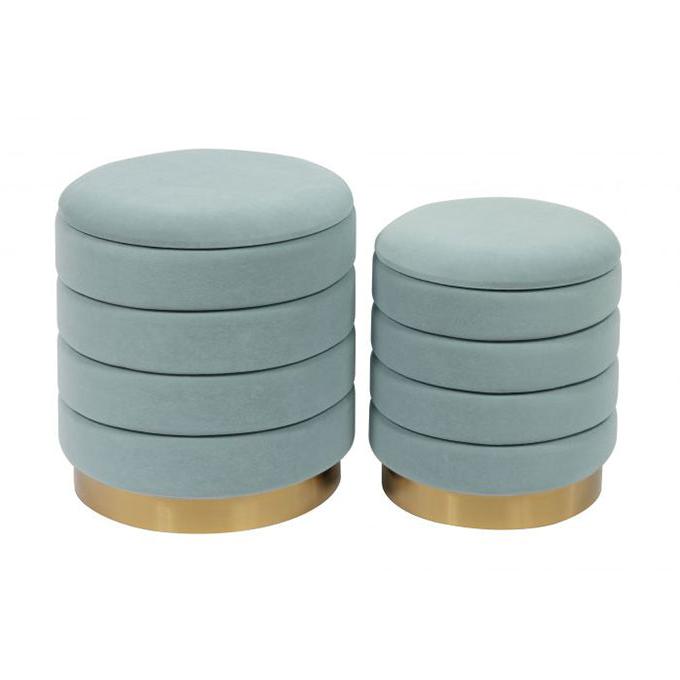 TV - SATURN SEA BLUE STORAGE OTTOMANS-SET/2