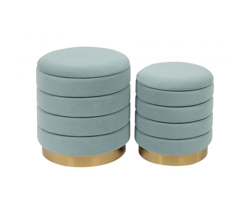 TV - SATURN SEA BLUE STORAGE OTTOMANS-SET/2