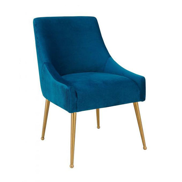 TV -  BEATRIX PLEATED NAVY SIDE DINING CHAIR-GOLD LEGS