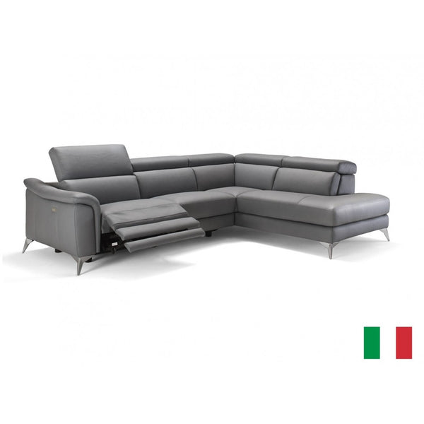 VG - LAMOD ITALIA MONTE CARLO - ITALIAN MODERN GREY LEATHER SECTIONAL