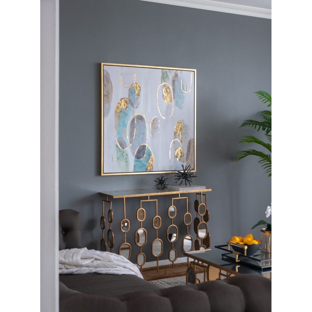AB - METAL CONSOLE TABLE WITH MIRROR TOP