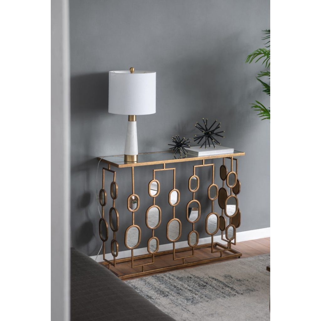 AB - METAL CONSOLE TABLE WITH MIRROR TOP