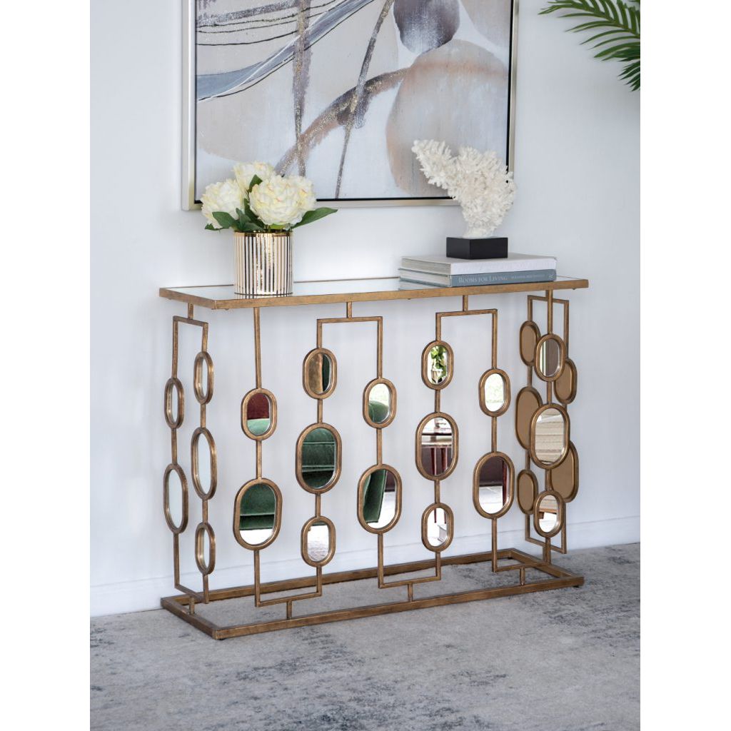 AB - METAL CONSOLE TABLE WITH MIRROR TOP