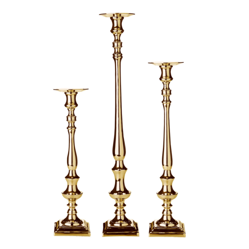 XC - GOLD CANDLE HOLDER SET