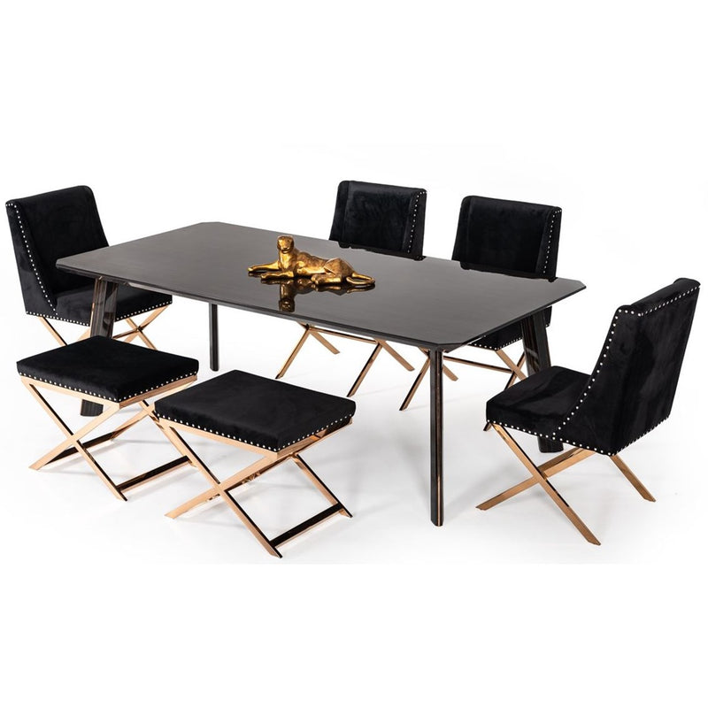 VG- CHADWICK EBONY & ROSEGOLD DINING TABLE