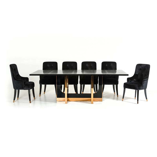 VG - A & X PADUA BLACK CROCODILE & ROSEGOLD DINING TABLE