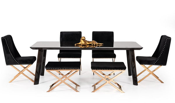 VG- CHADWICK EBONY & ROSEGOLD DINING TABLE